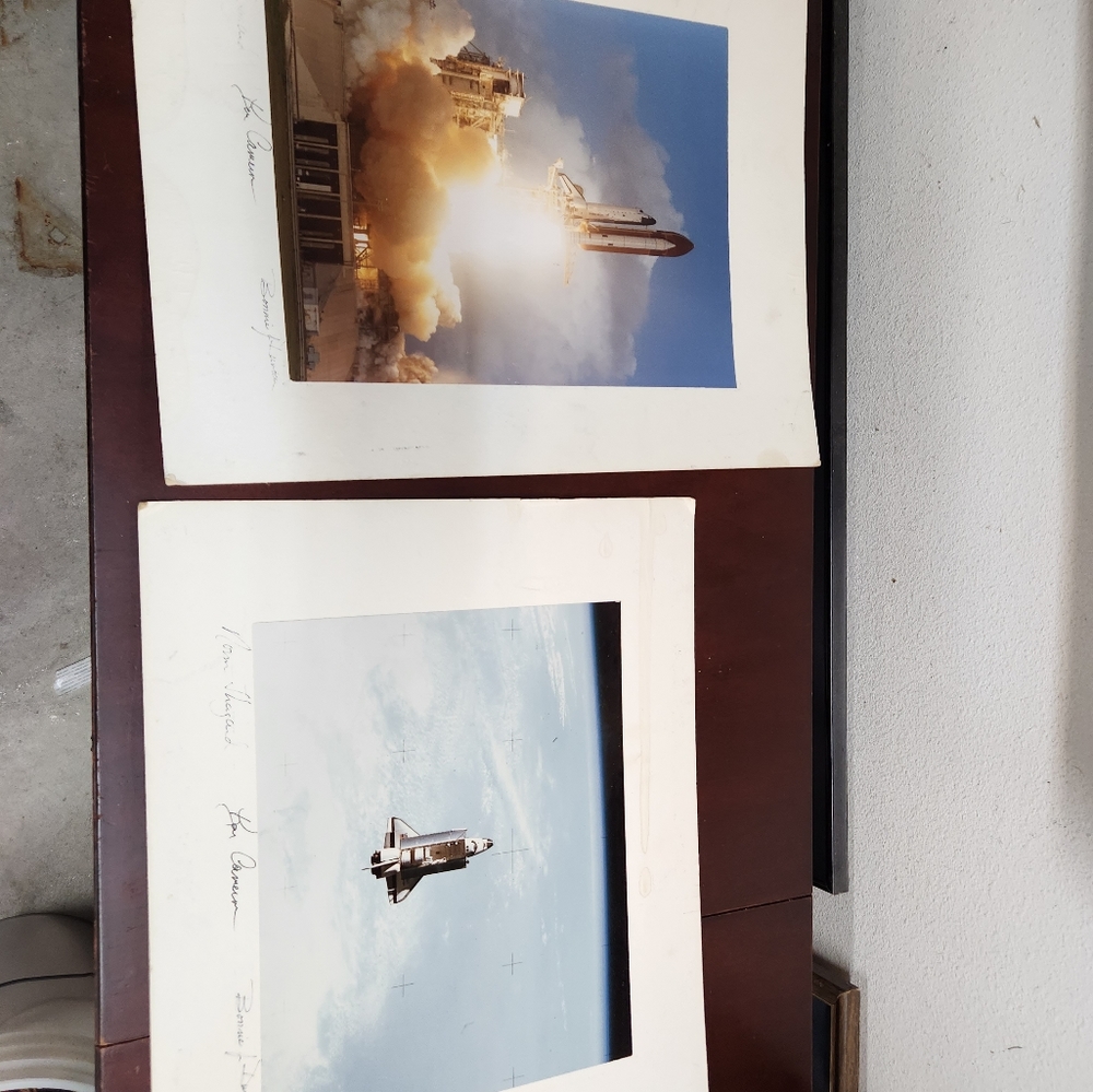 Vintage Autographed space shuttle pictures